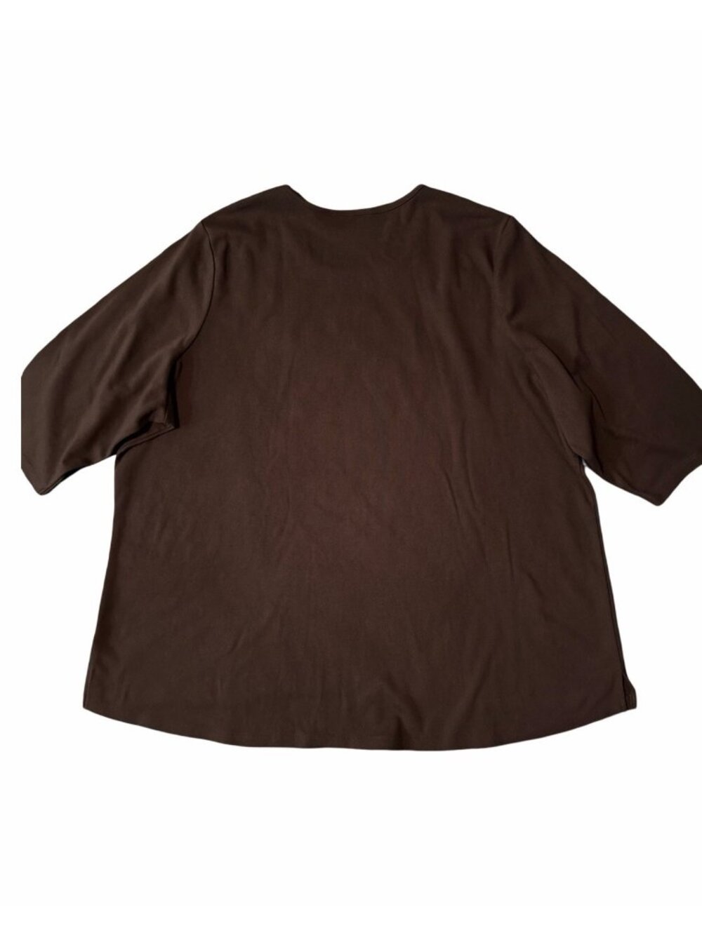 Quacker Factory Jeanne Bice 3X Brown Sequin Pumpkin Fall 3/4 Sleeve High Low Top - Picture 2 of 6